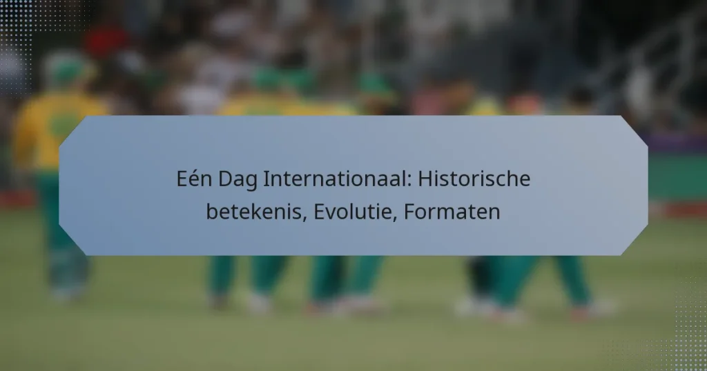 Eén Dag Internationaal: Historische betekenis, Evolutie, Formaten