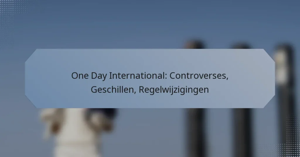 One Day International: Controverses, Geschillen, Regelwijzigingen