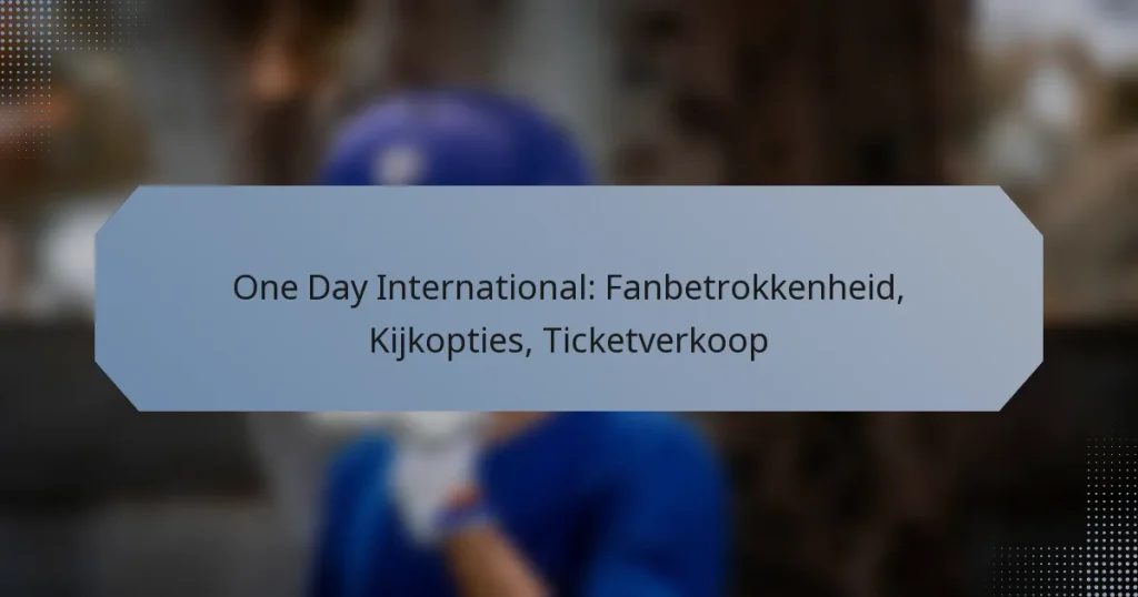 One Day International: Fanbetrokkenheid, Kijkopties, Ticketverkoop