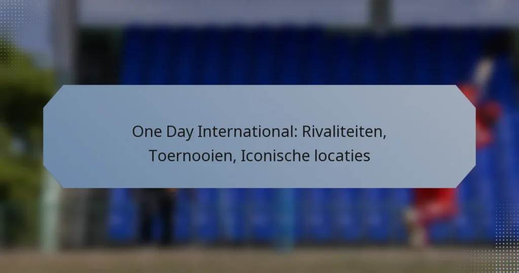 One Day International: Rivaliteiten, Toernooien, Iconische locaties