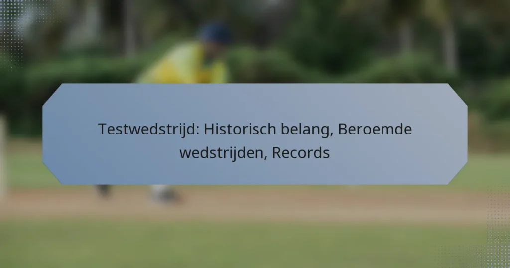 Testwedstrijd: Historisch belang, Beroemde wedstrijden, Records