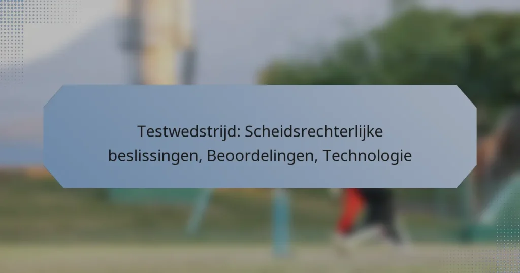 Testwedstrijd: Scheidsrechterlijke beslissingen, Beoordelingen, Technologie