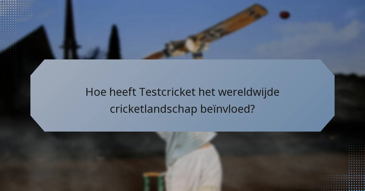 Hoe heeft Testcricket het wereldwijde cricketlandschap beïnvloed?