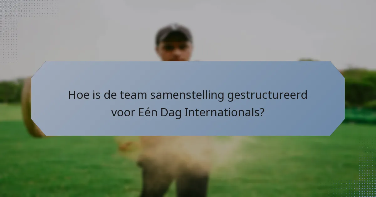 Hoe is de team samenstelling gestructureerd voor Eén Dag Internationals?