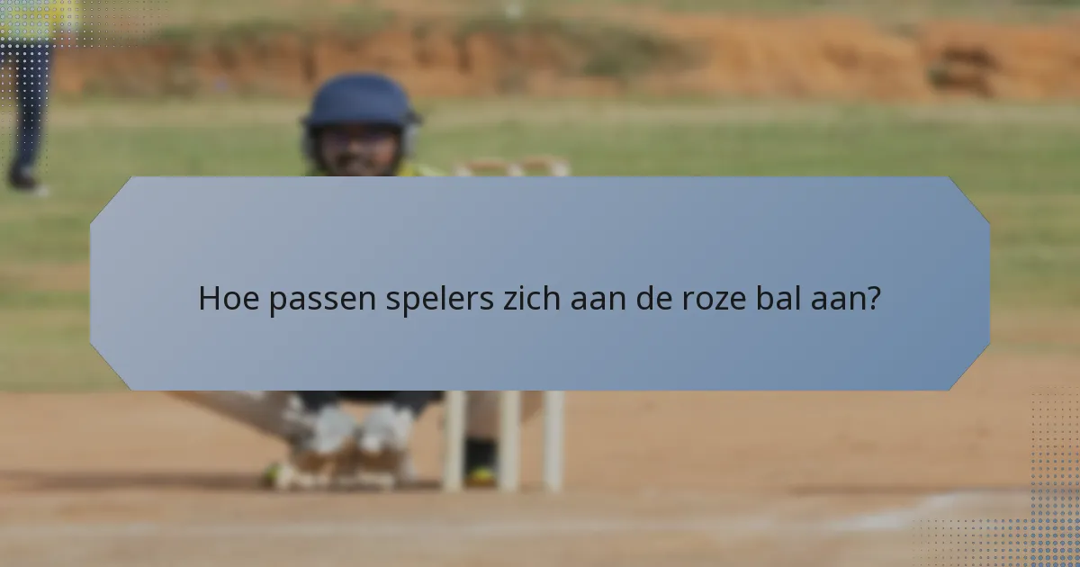 Hoe passen spelers zich aan de roze bal aan?