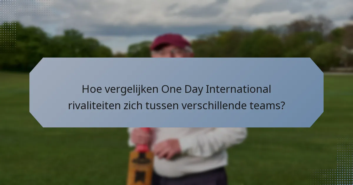 Hoe vergelijken One Day International rivaliteiten zich tussen verschillende teams?