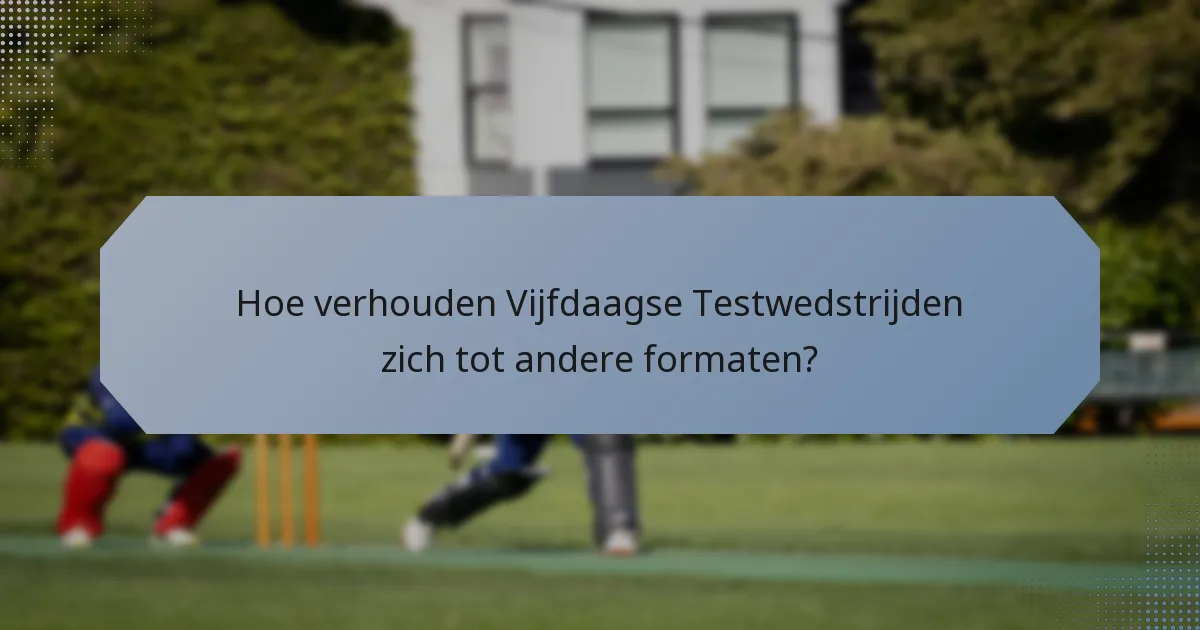 Hoe verhouden Vijfdaagse Testwedstrijden zich tot andere formaten?