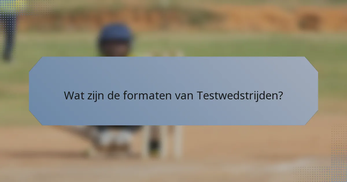 Wat zijn de formaten van Testwedstrijden?