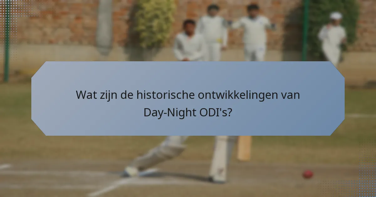 Wat zijn de historische ontwikkelingen van Day-Night ODI's?