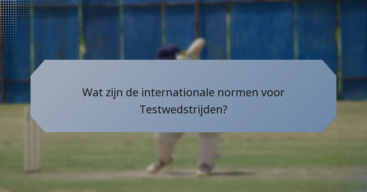 Wat zijn de internationale normen voor Testwedstrijden?