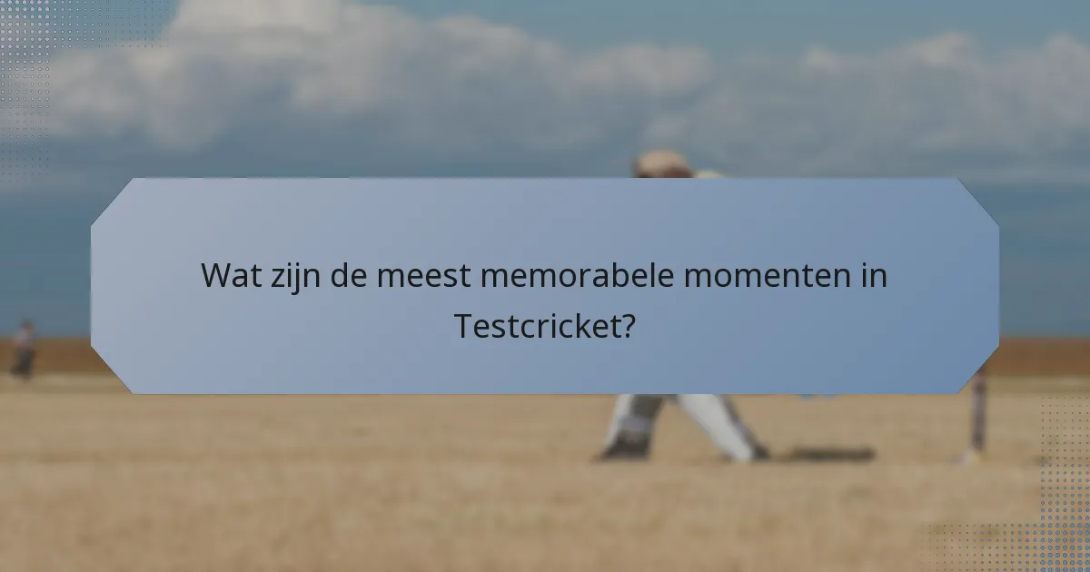 Wat zijn de meest memorabele momenten in Testcricket?