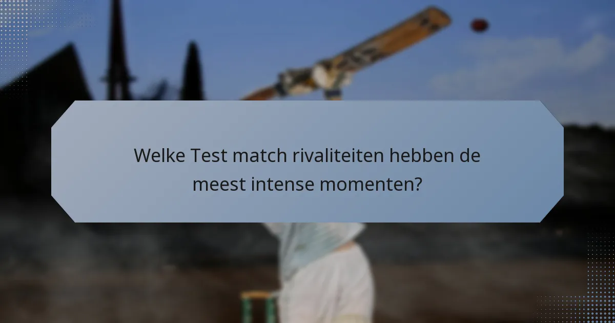 Welke Test match rivaliteiten hebben de meest intense momenten?