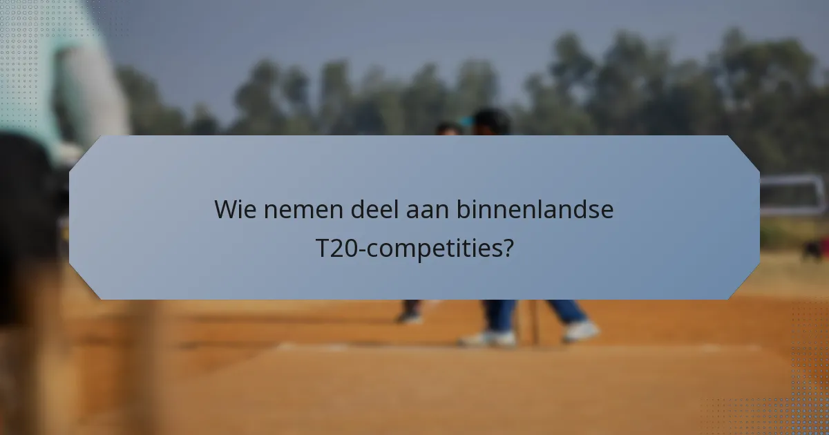 Wie nemen deel aan binnenlandse T20-competities?